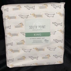 Dachshund Dog Print 6 Piece Bed Sheet Set by South Point - King Sheets